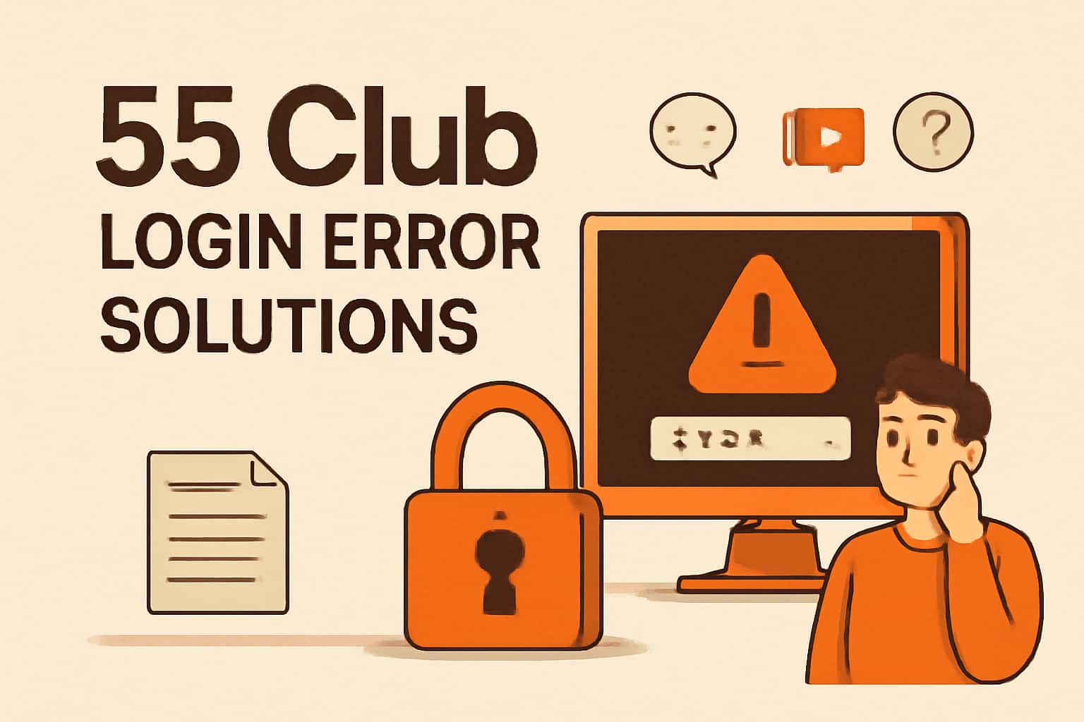 A visual representation of troubleshooting login errors for the 55 Club.