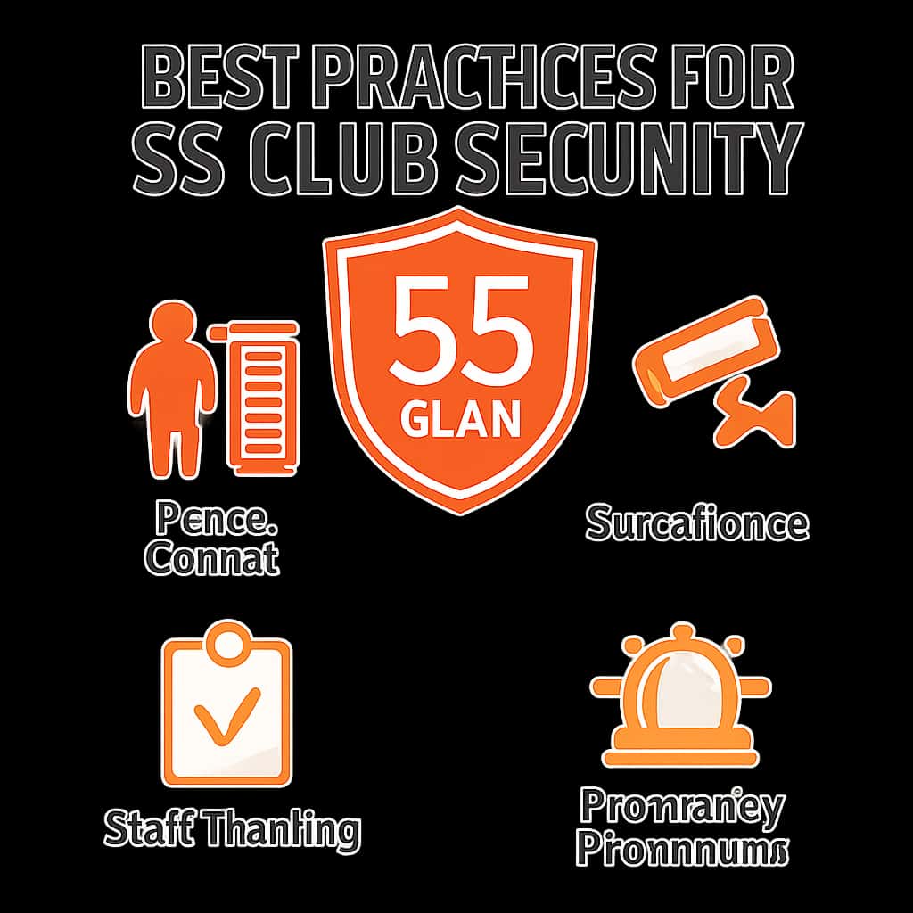 A diagram illustrating security practices for 55 Club.