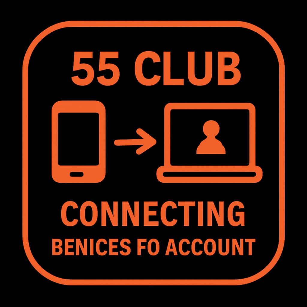 A badge icon representing secure connections for 55 Club Account.