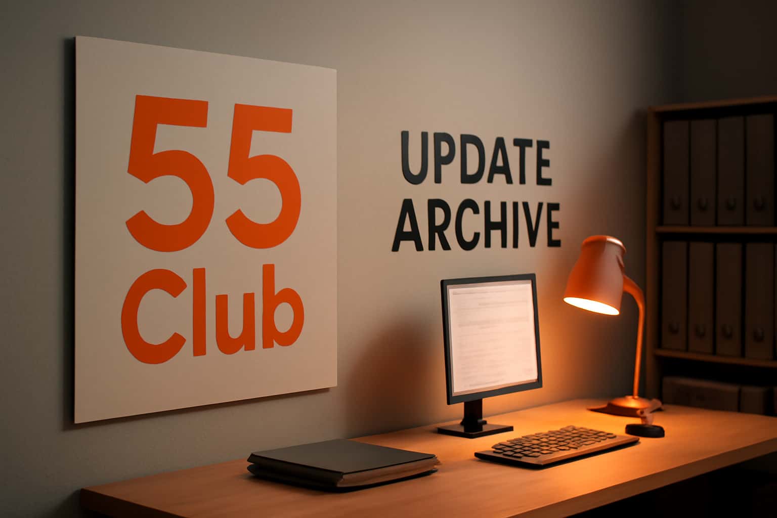 Informational scene about 55 Club Update Archive