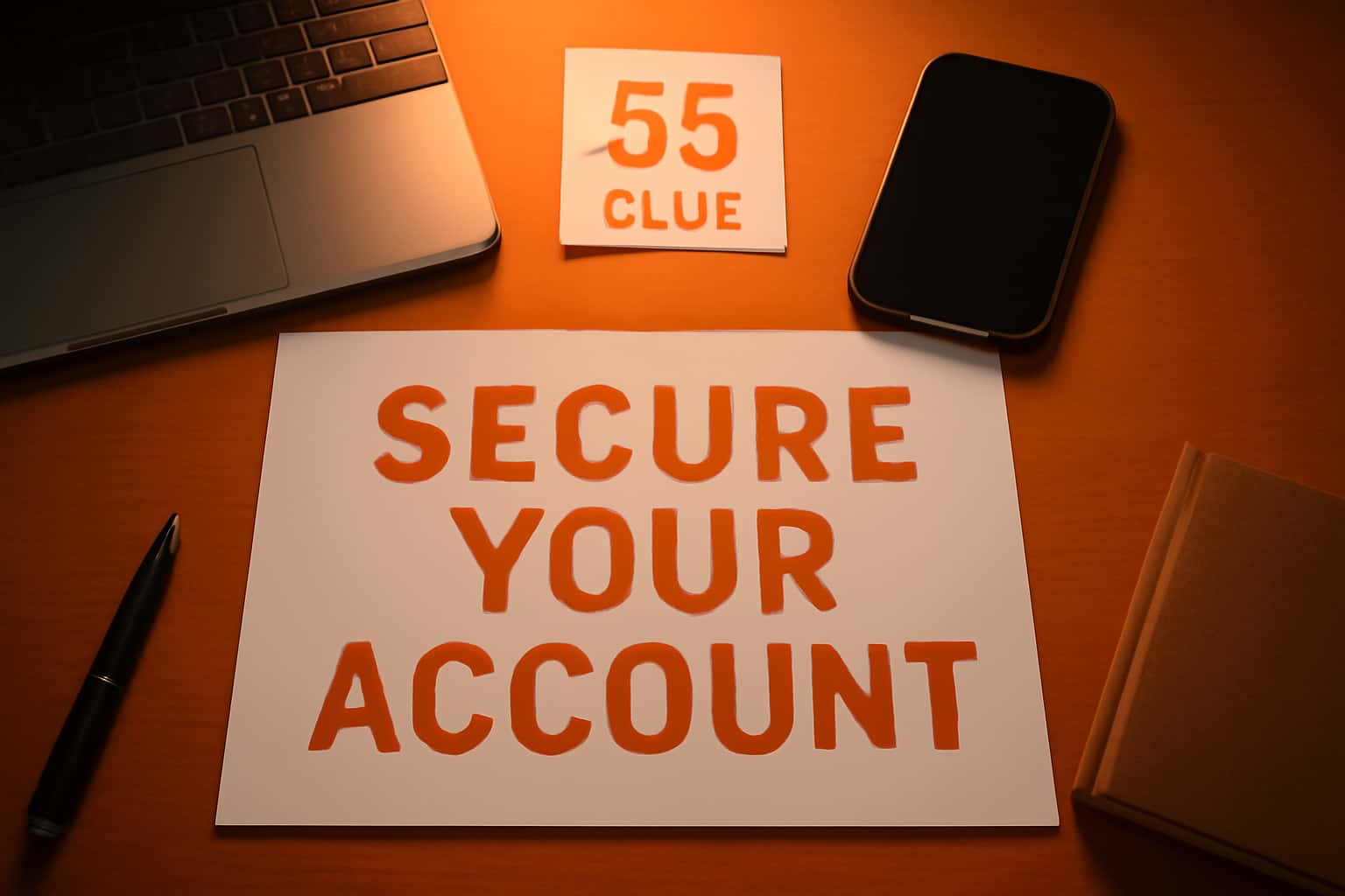 A modern security gateway design featuring the text 'Secure Your 55 Club Account'.